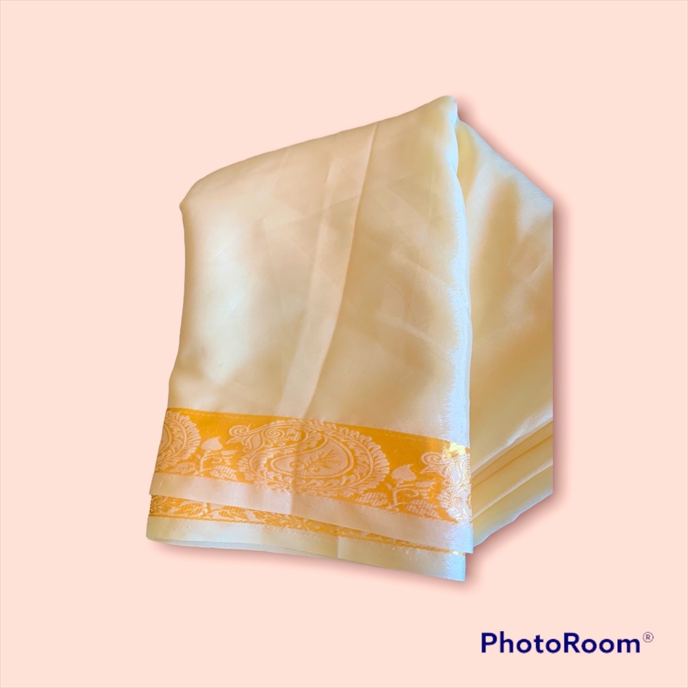 From Israel, 5 yards beautiful polyester chiffon fabric with golden finish edge
